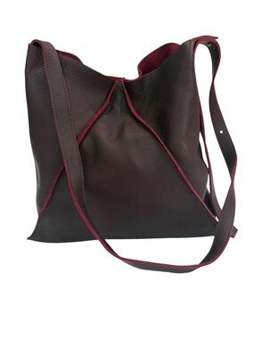 Oliveve Burgundy Genuine Italian Leather Hobo Bag.